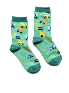 Kids novelty socks with bulldozer trucks cement mixer boy girl socks 