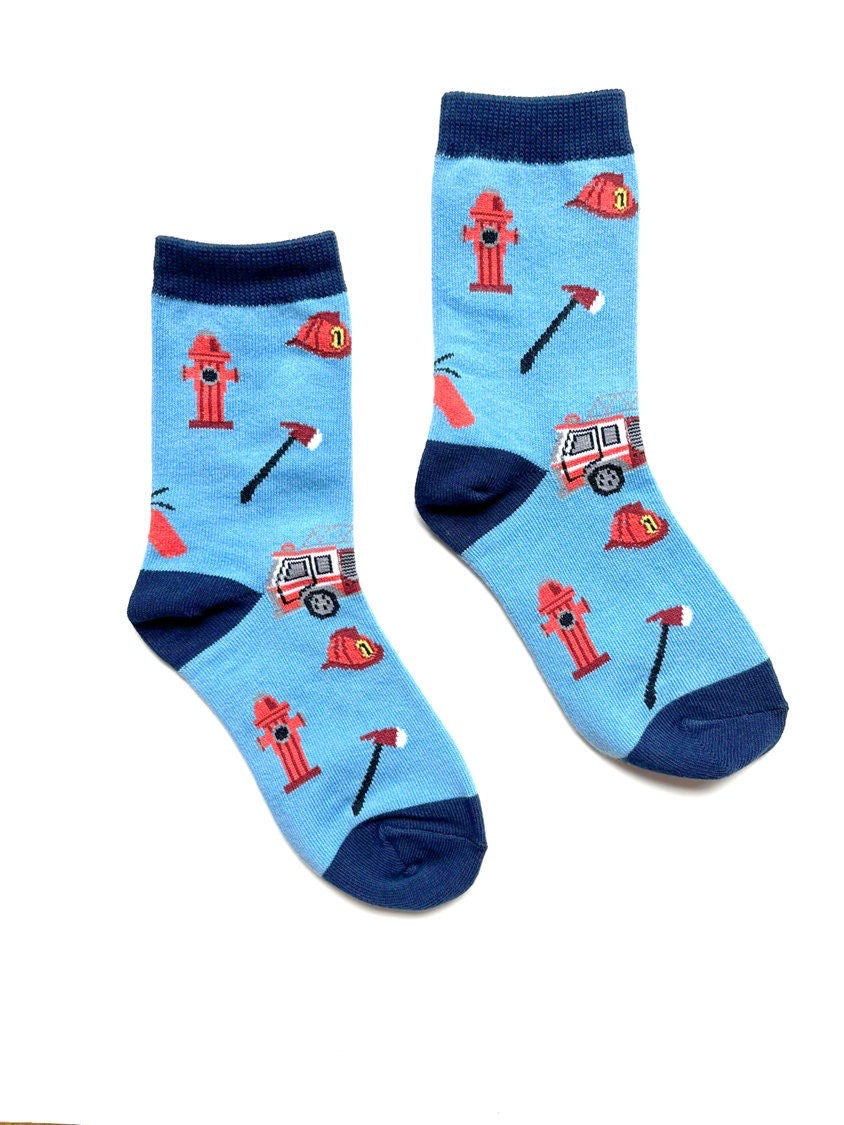 Fire truck axe fire helmet hydrant novelty boy girl socks